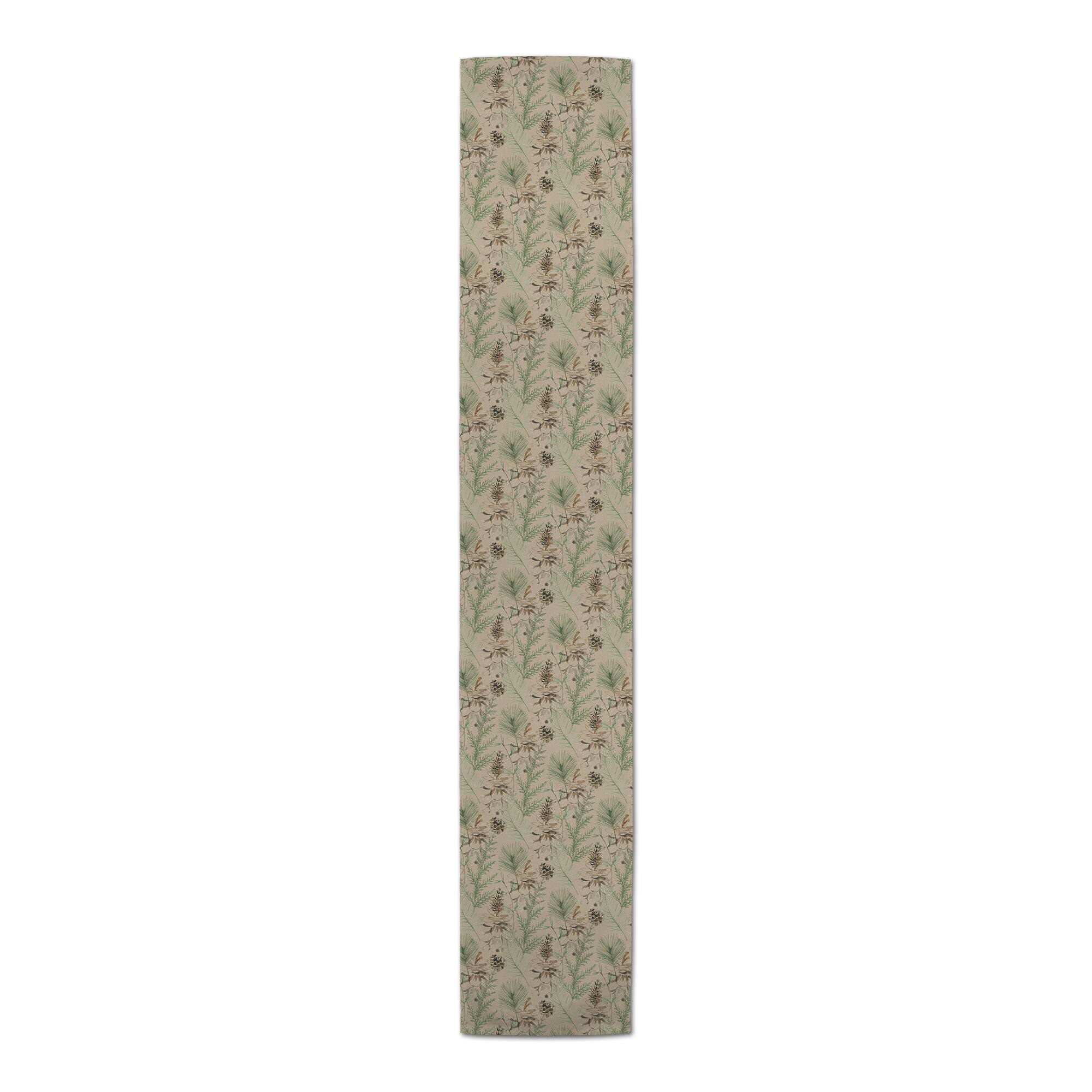 90" Pinecones & Greenery Cotton Twill Runner